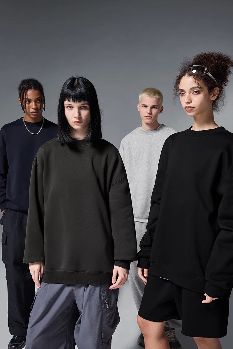 INFLATION Classic Cozy Crewnecks Unisex Plain Minimalist Fleece Sweatshirts