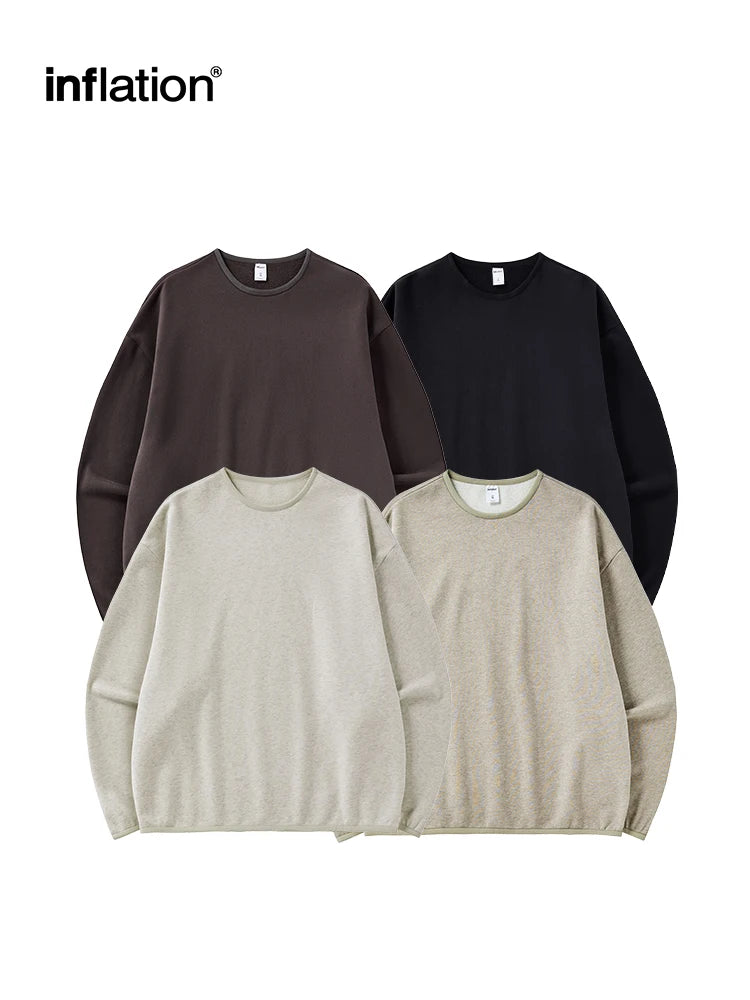INFLATION Premium Cozy Sweatshirts Unisex Winter Warm 365gsm Fleece Cropped Pullovers