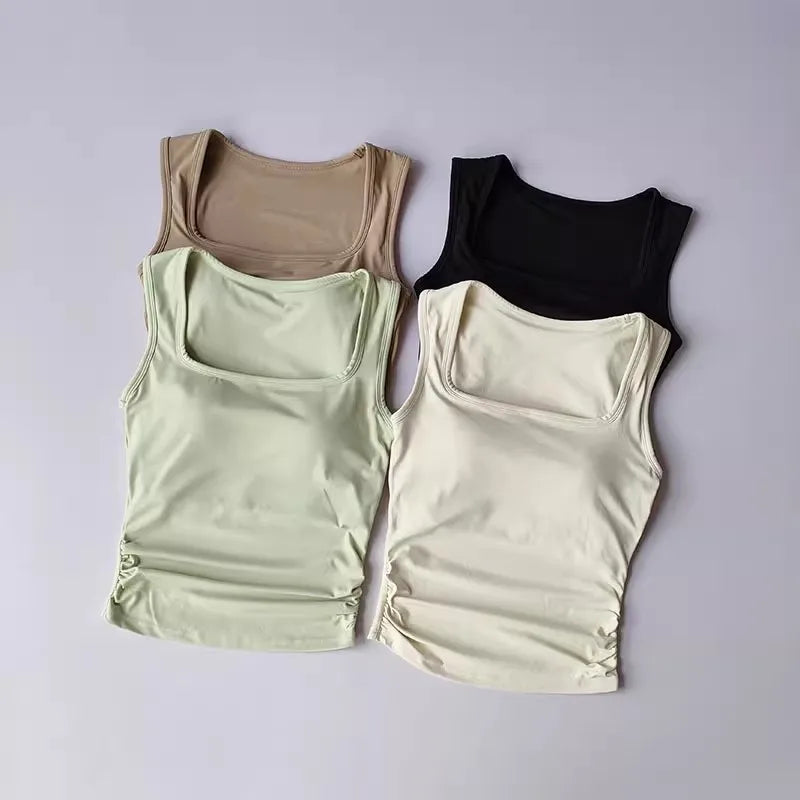 2024 Women Yoga Vest Elasticity Gym Sports Crop Tops Fitness Workout Sports Shirts Sleeveless Tank Tops Padded Yoga Bra Top