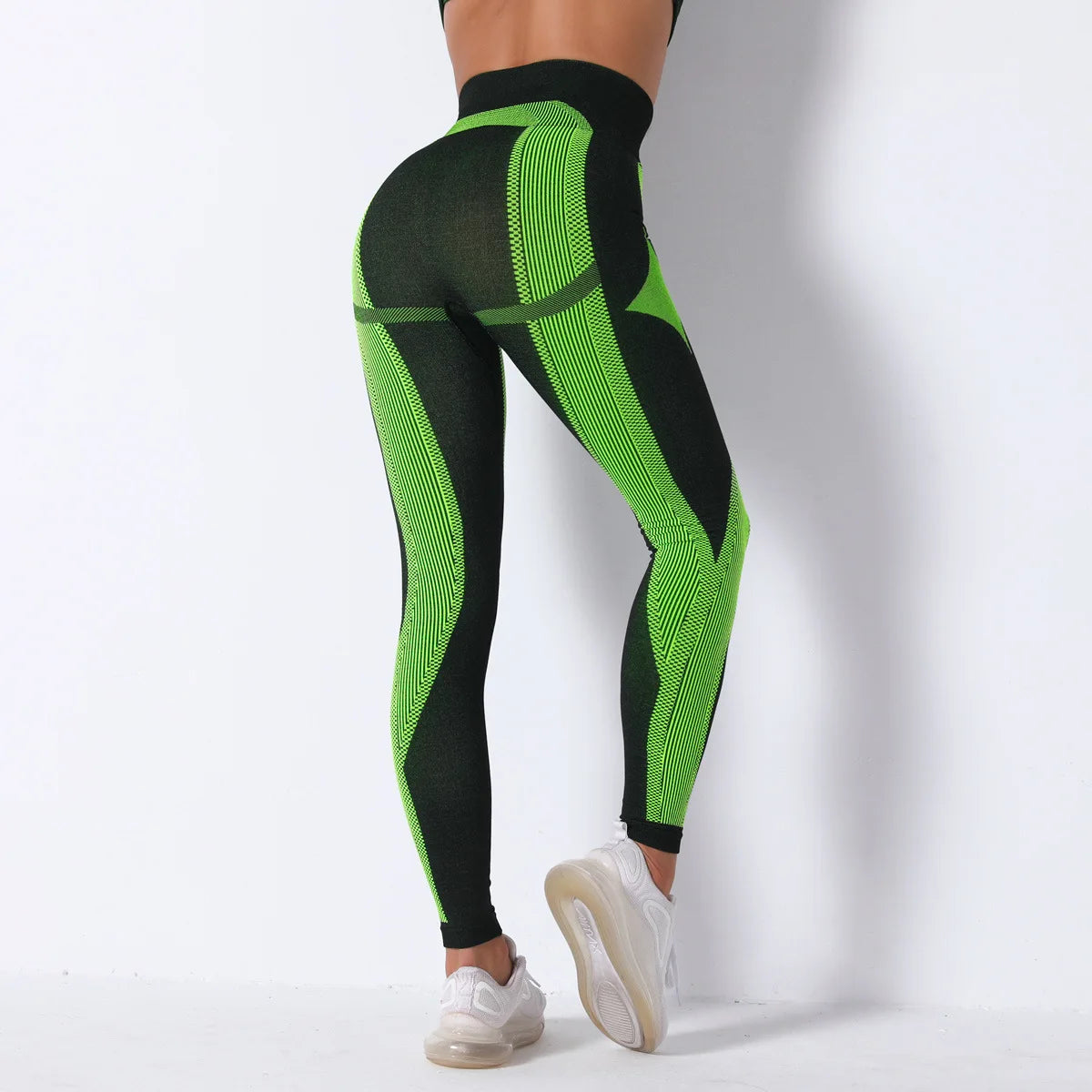 Seamless Workout Sets Women Yoga Suits Elastic Long Sleeve Shirt Striped Energy Leggings 2 Piece Cycling Running Sportswear