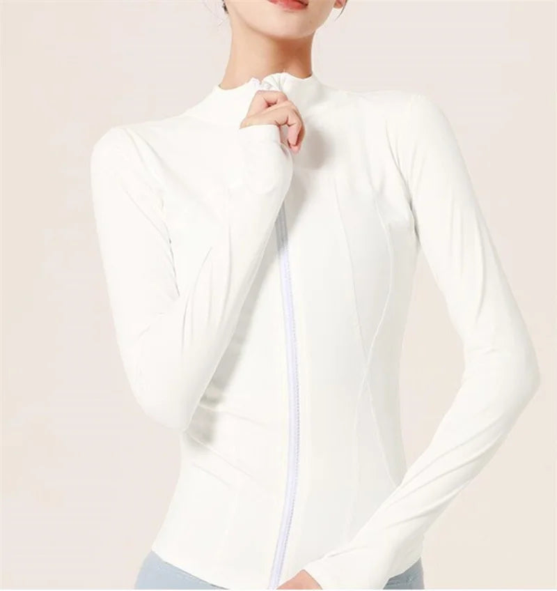 Aiithuug Full Zip Up Sports Jackets 3D Lines Design Slim Fit Yoga Top Tennis Shirts Golf Long Sleeve Quick Dry Workout Jacket