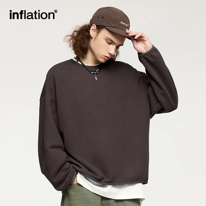 INFLATION Premium Cozy Sweatshirts Unisex Winter Warm 365gsm Fleece Cropped Pullovers