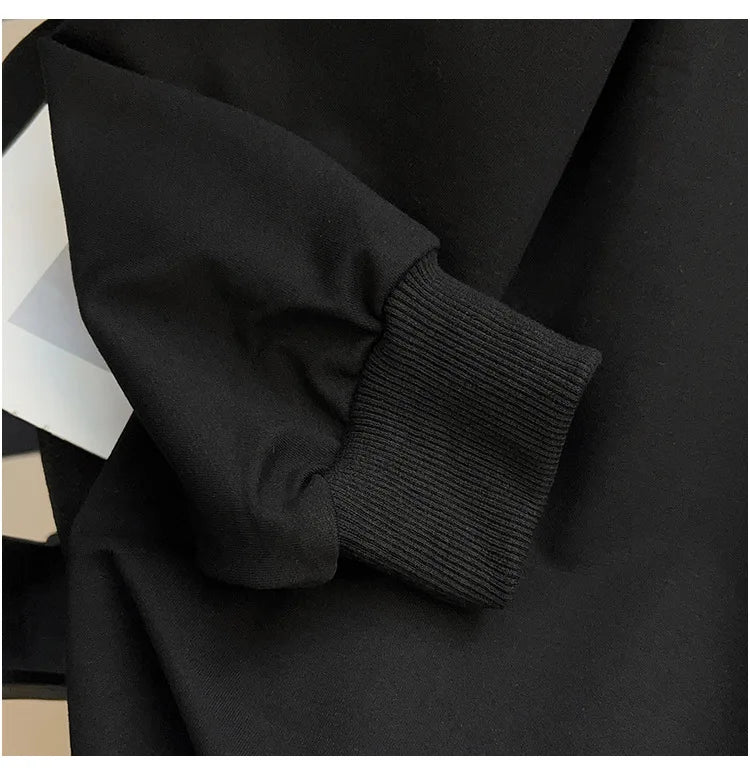 175Kg Plus Size Women's Bust 170 Spring Autumn Loose Sweatshirt Printed Letter Top Black White 6XL 7XL 8XL 9XL 10XL 11XL