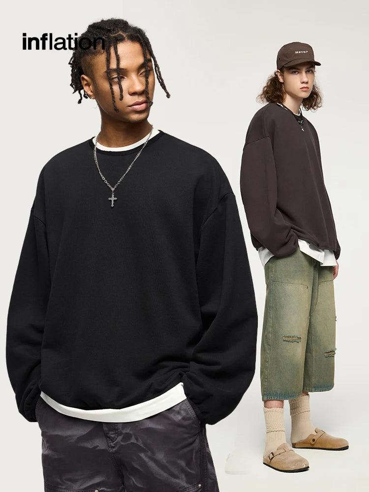 INFLATION Premium Cozy Sweatshirts Unisex Winter Warm 365gsm Fleece Cropped Pullovers