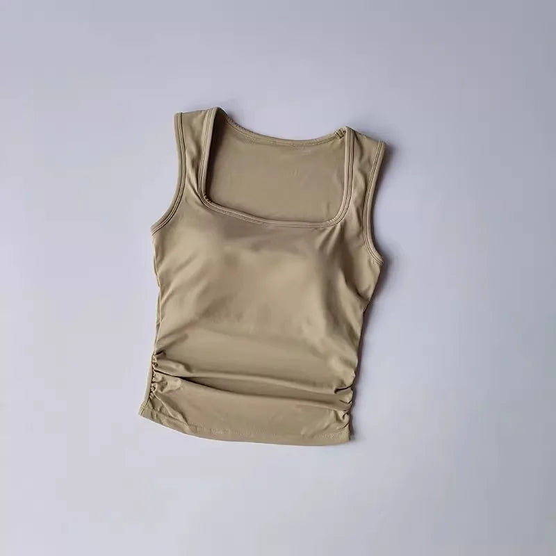 2024 Women Yoga Vest Elasticity Gym Sports Crop Tops Fitness Workout Sports Shirts Sleeveless Tank Tops Padded Yoga Bra Top