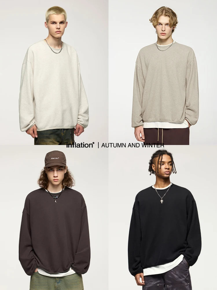 INFLATION Premium Cozy Sweatshirts Unisex Winter Warm 365gsm Fleece Cropped Pullovers