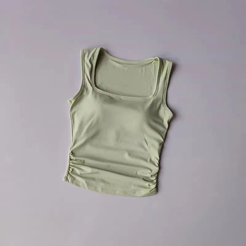 2024 Women Yoga Vest Elasticity Gym Sports Crop Tops Fitness Workout Sports Shirts Sleeveless Tank Tops Padded Yoga Bra Top
