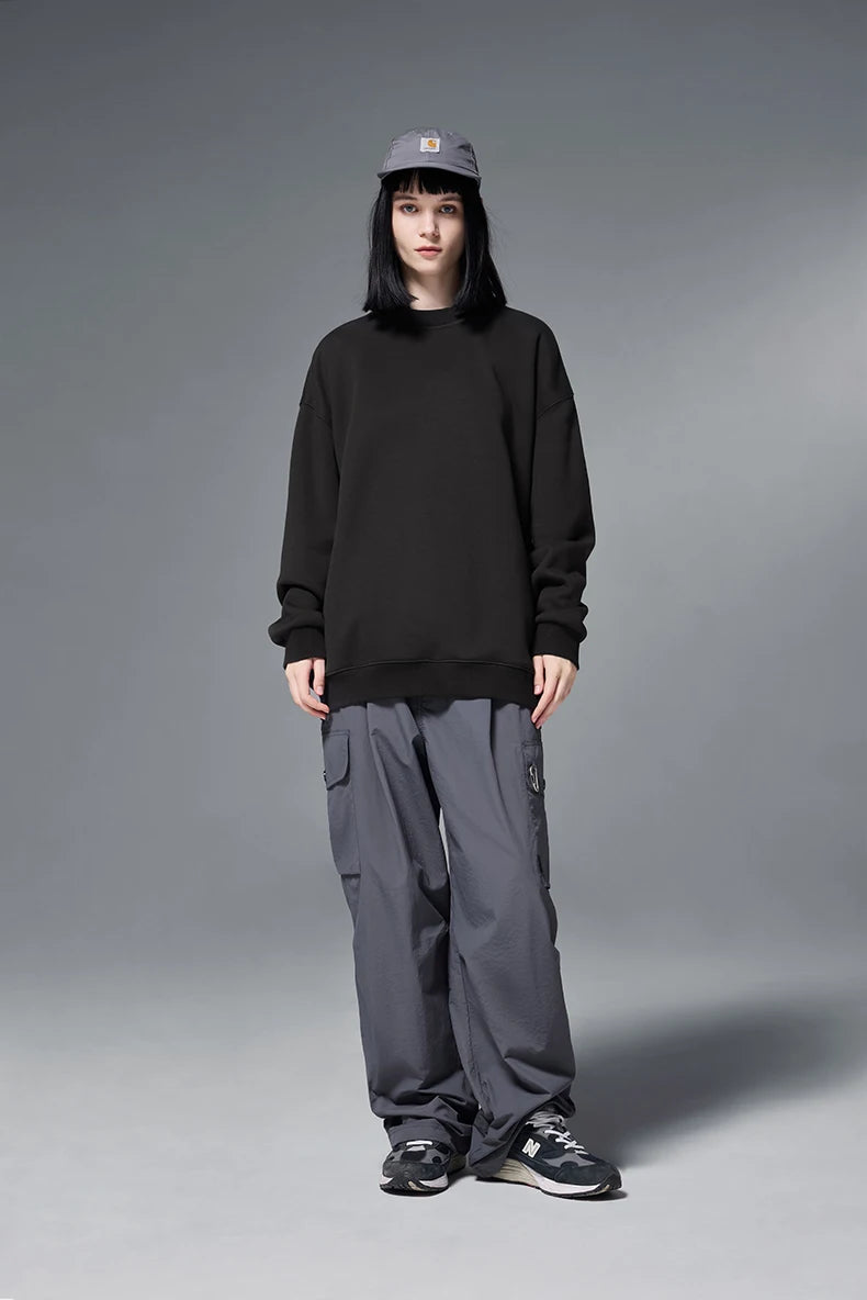 INFLATION Classic Cozy Crewnecks Unisex Plain Minimalist Fleece Sweatshirts