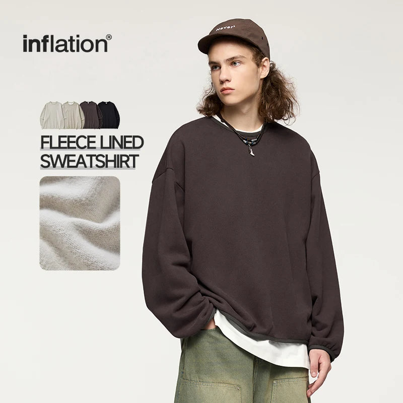 INFLATION Premium Cozy Sweatshirts Unisex Winter Warm 365gsm Fleece Cropped Pullovers