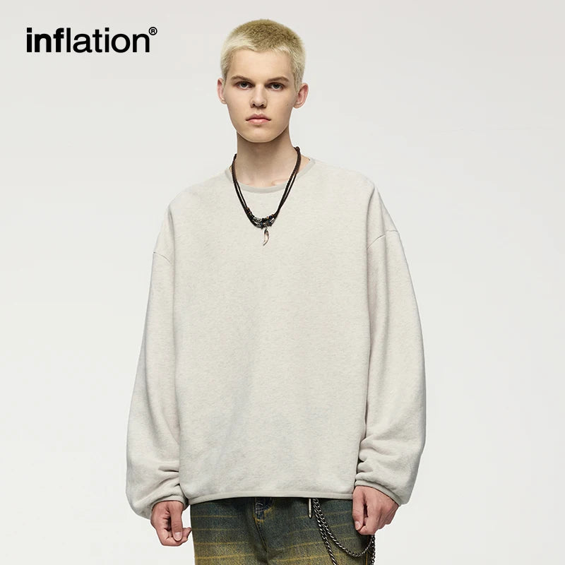 INFLATION Premium Cozy Sweatshirts Unisex Winter Warm 365gsm Fleece Cropped Pullovers