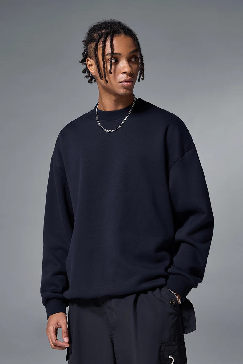 INFLATION Classic Cozy Crewnecks Unisex Plain Minimalist Fleece Sweatshirts
