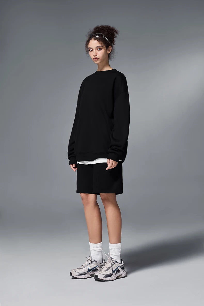 INFLATION Classic Cozy Crewnecks Unisex Plain Minimalist Fleece Sweatshirts