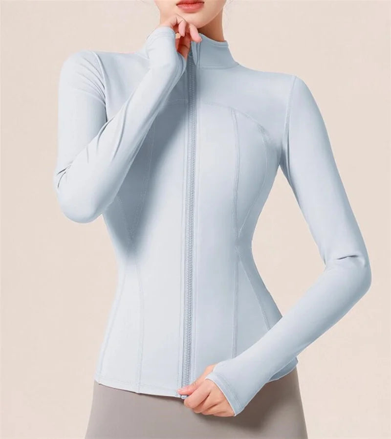 Aiithuug Full Zip Up Sports Jackets 3D Lines Design Slim Fit Yoga Top Tennis Shirts Golf Long Sleeve Quick Dry Workout Jacket