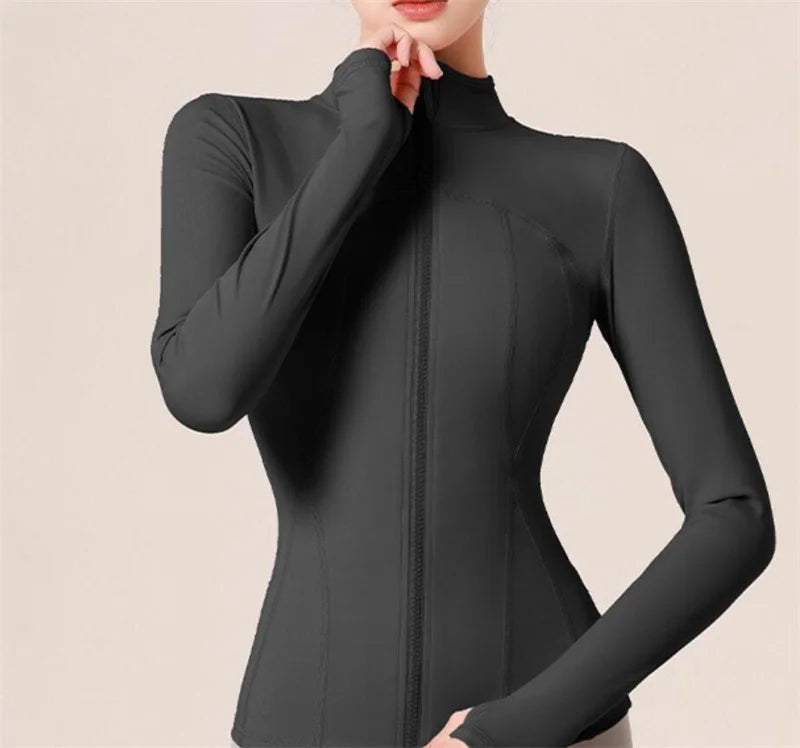 Aiithuug Full Zip Up Sports Jackets 3D Lines Design Slim Fit Yoga Top Tennis Shirts Golf Long Sleeve Quick Dry Workout Jacket
