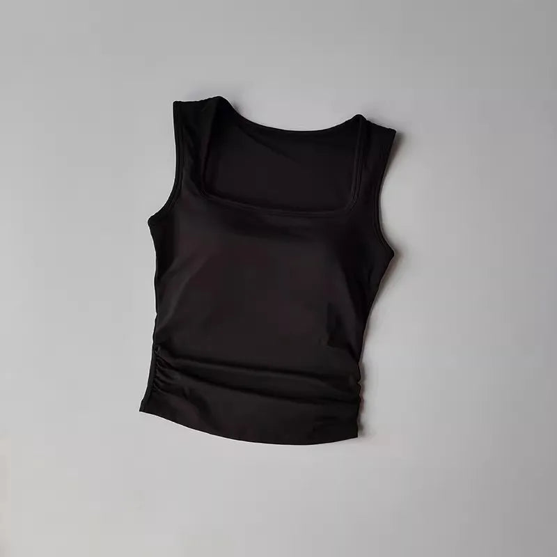 2024 Women Yoga Vest Elasticity Gym Sports Crop Tops Fitness Workout Sports Shirts Sleeveless Tank Tops Padded Yoga Bra Top