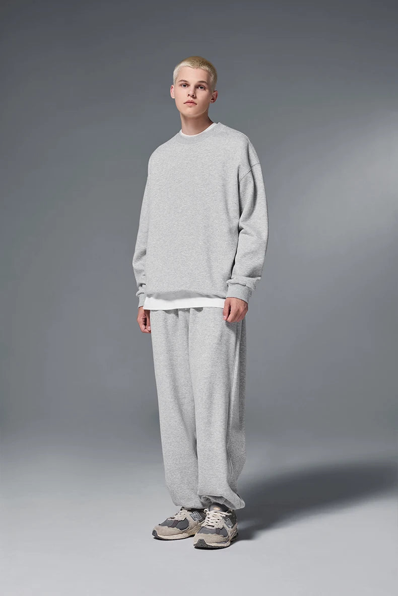 INFLATION Classic Cozy Crewnecks Unisex Plain Minimalist Fleece Sweatshirts