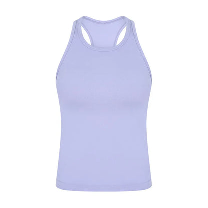 Solid Color Round Neck Fitness Tight Yoga Vest Gym Women Sports Tank Top Workout Soft Comprehensive Training Jog Antibacterial