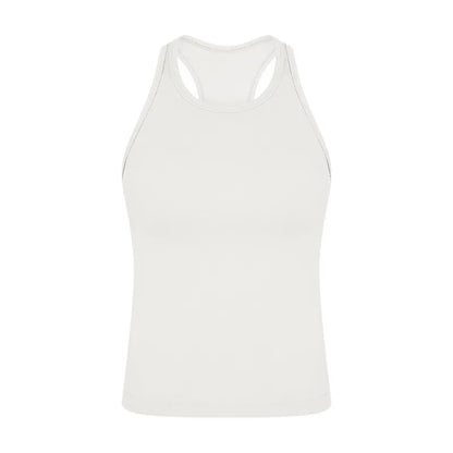 Solid Color Round Neck Fitness Tight Yoga Vest Gym Women Sports Tank Top Workout Soft Comprehensive Training Jog Antibacterial