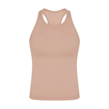 Solid Color Round Neck Fitness Tight Yoga Vest Gym Women Sports Tank Top Workout Soft Comprehensive Training Jog Antibacterial