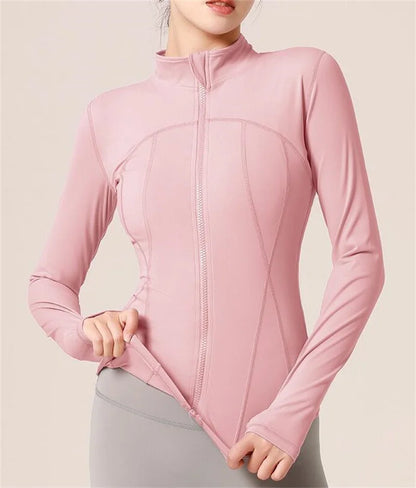 Aiithuug Full Zip Up Sports Jackets 3D Lines Design Slim Fit Yoga Top Tennis Shirts Golf Long Sleeve Quick Dry Workout Jacket