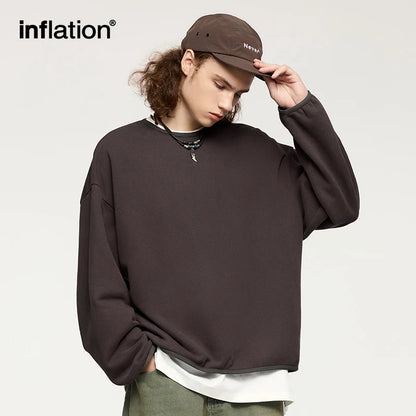 INFLATION Premium Cozy Sweatshirts Unisex Winter Warm 365gsm Fleece Cropped Pullovers