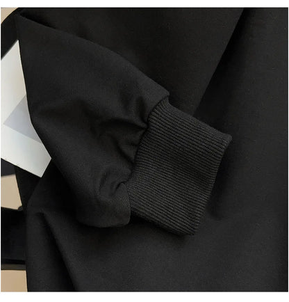 175Kg Plus Size Women's Bust 170 Spring Autumn Loose Sweatshirt Printed Letter Top Black White 6XL 7XL 8XL 9XL 10XL 11XL