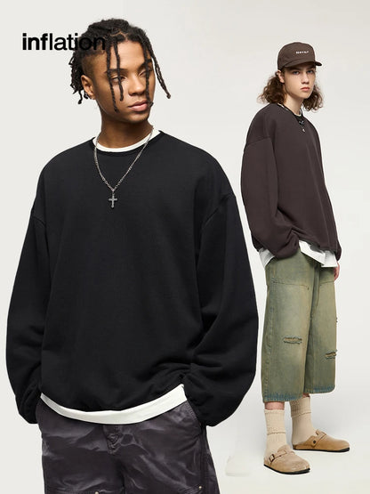 INFLATION Premium Cozy Sweatshirts Unisex Winter Warm 365gsm Fleece Cropped Pullovers