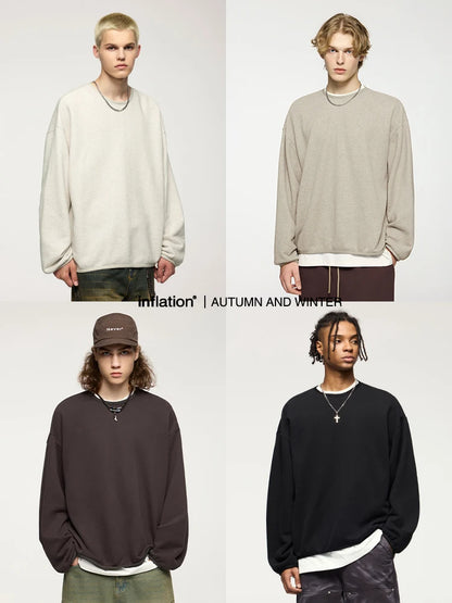 INFLATION Premium Cozy Sweatshirts Unisex Winter Warm 365gsm Fleece Cropped Pullovers