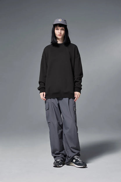 INFLATION Classic Cozy Crewnecks Unisex Plain Minimalist Fleece Sweatshirts