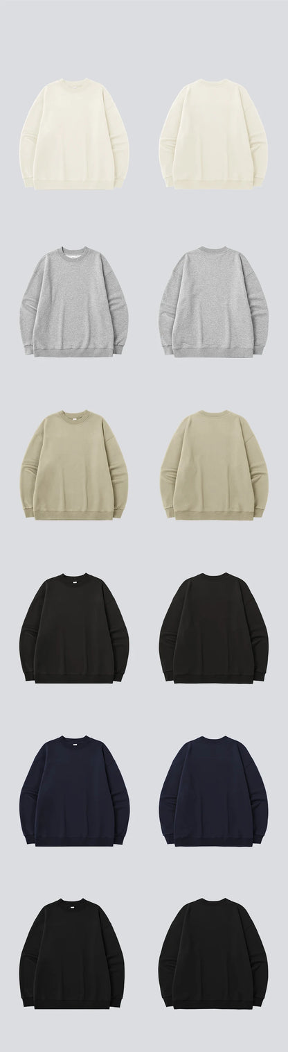 INFLATION Classic Cozy Crewnecks Unisex Plain Minimalist Fleece Sweatshirts