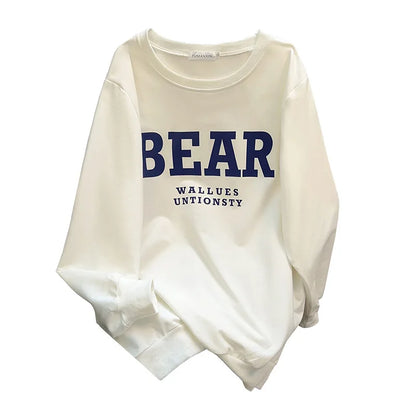 175Kg Plus Size Women's Bust 170 Spring Autumn Loose Sweatshirt Printed Letter Top Black White 6XL 7XL 8XL 9XL 10XL 11XL