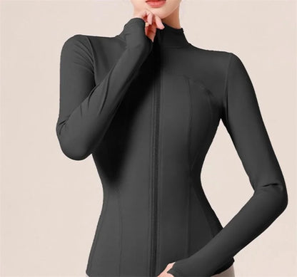Aiithuug Full Zip Up Sports Jackets 3D Lines Design Slim Fit Yoga Top Tennis Shirts Golf Long Sleeve Quick Dry Workout Jacket